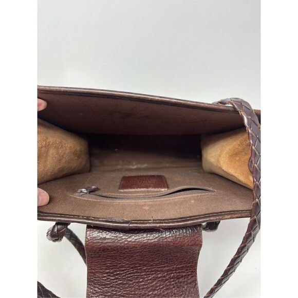 Brighton Red Brown Leather Faux Croc Patter Shoulder Bag - Picture 5 of 8